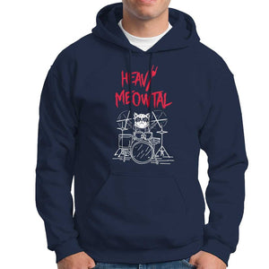 Heavy Metal Hoodie Cat Drummer Meowtal Rock Drum Band TS09 Navy Print Your Wear