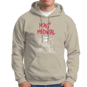 Heavy Metal Hoodie Cat Drummer Meowtal Rock Drum Band TS09 Sand Print Your Wear