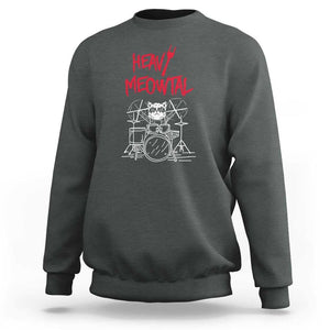 Heavy Metal Sweatshirt Cat Drummer Meowtal Rock Drum Band TS09 Dark Heather Print Your Wear