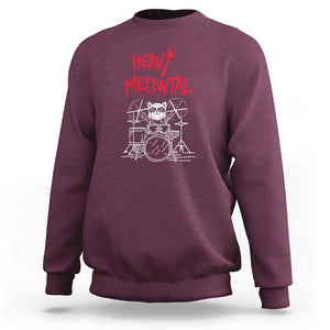 Heavy Metal Sweatshirt Cat Drummer Meowtal Rock Drum Band TS09 Maroon Print Your Wear
