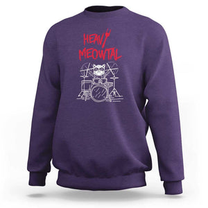 Heavy Metal Sweatshirt Cat Drummer Meowtal Rock Drum Band TS09 Purple Print Your Wear