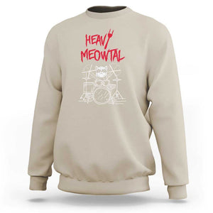 Heavy Metal Sweatshirt Cat Drummer Meowtal Rock Drum Band TS09 Sand Print Your Wear