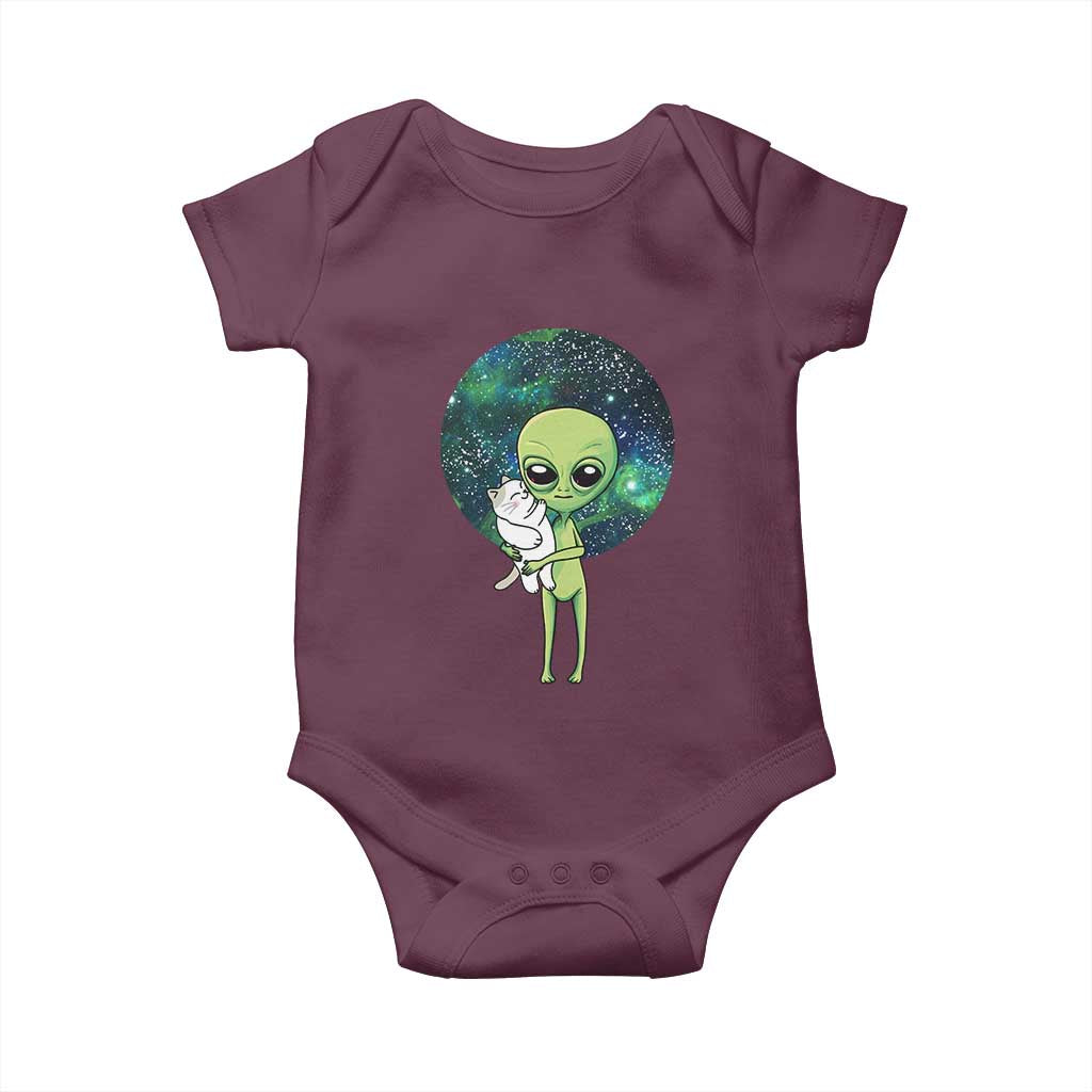 Cute Alien Hugs Cat Baby Onesie TS09 Maroon Print Your Wear