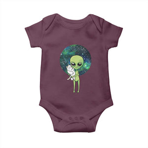 Cute Alien Hugs Cat Baby Onesie TS09 Maroon Print Your Wear