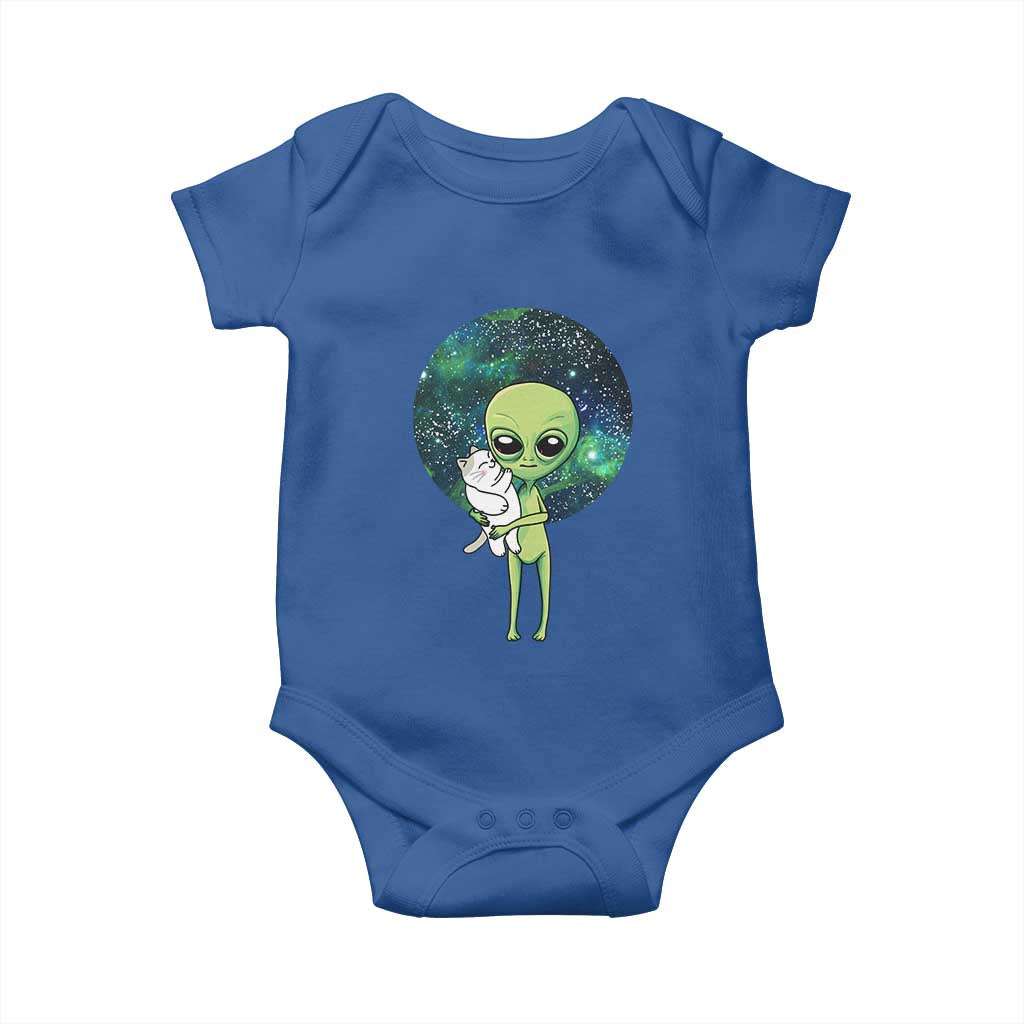 Cute Alien Hugs Cat Baby Onesie TS09 Royal Blue Print Your Wear