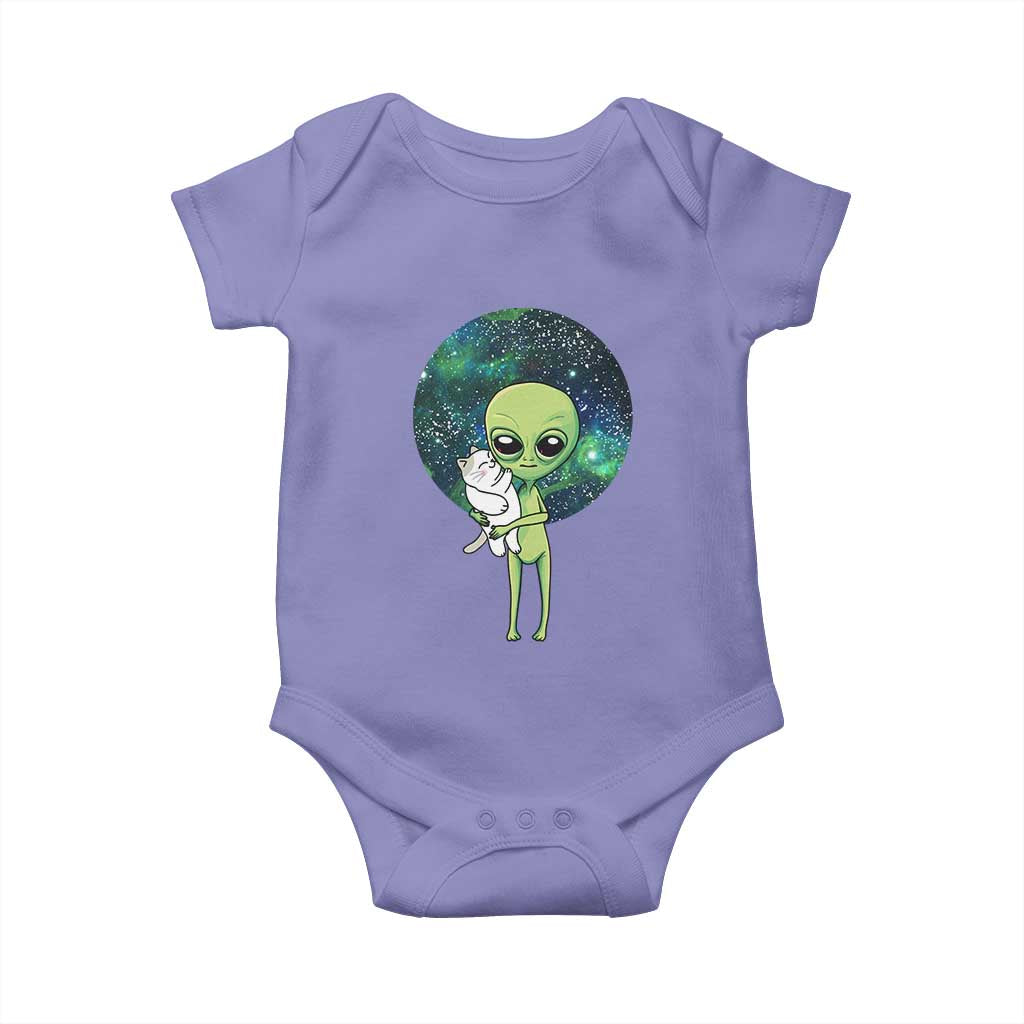Cute Alien Hugs Cat Baby Onesie TS09 Violet Print Your Wear