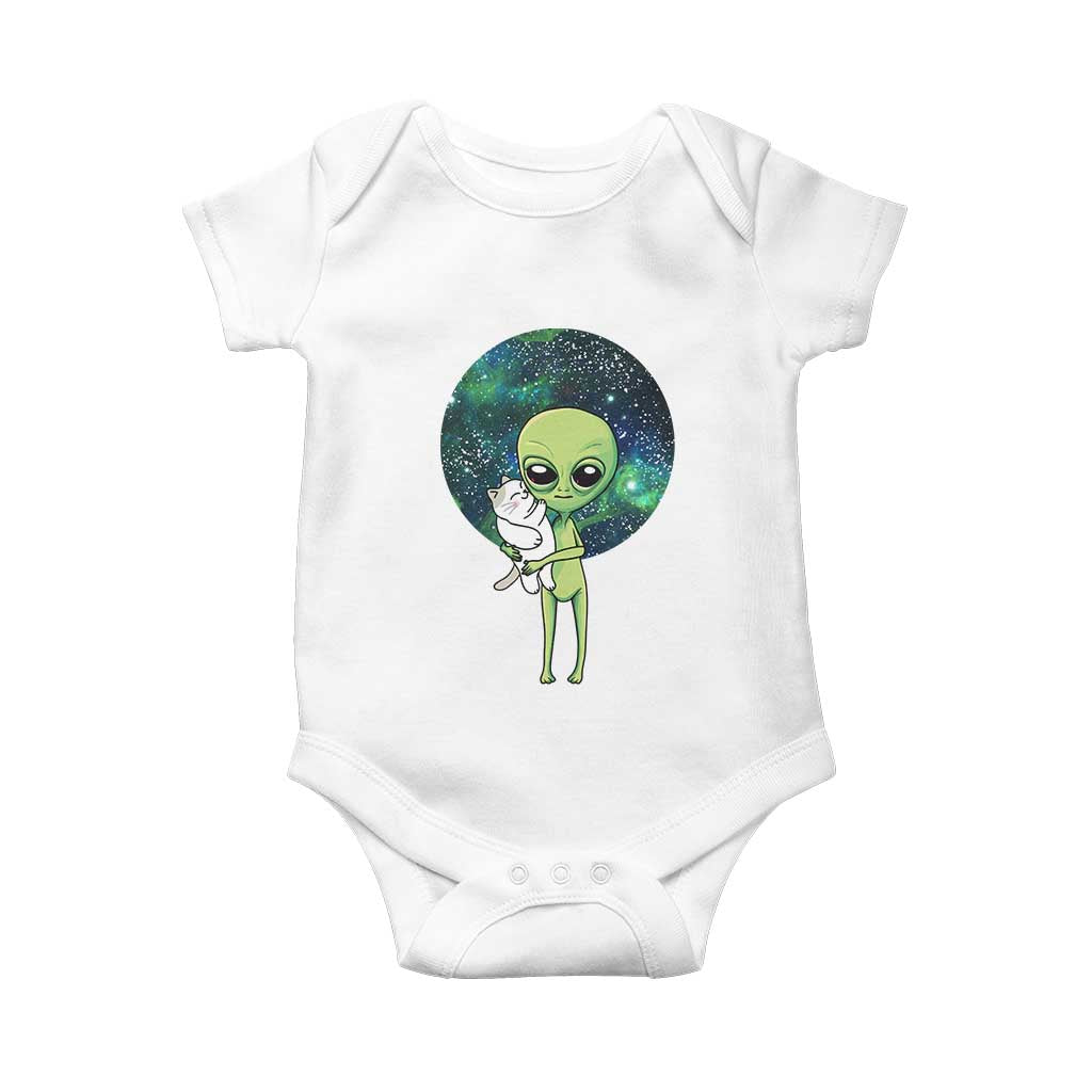 Cute Alien Hugs Cat Baby Onesie TS09 White Print Your Wear