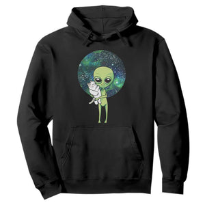 Cute Alien Hugs Cat Hoodie TS09 Black Print Your Wear