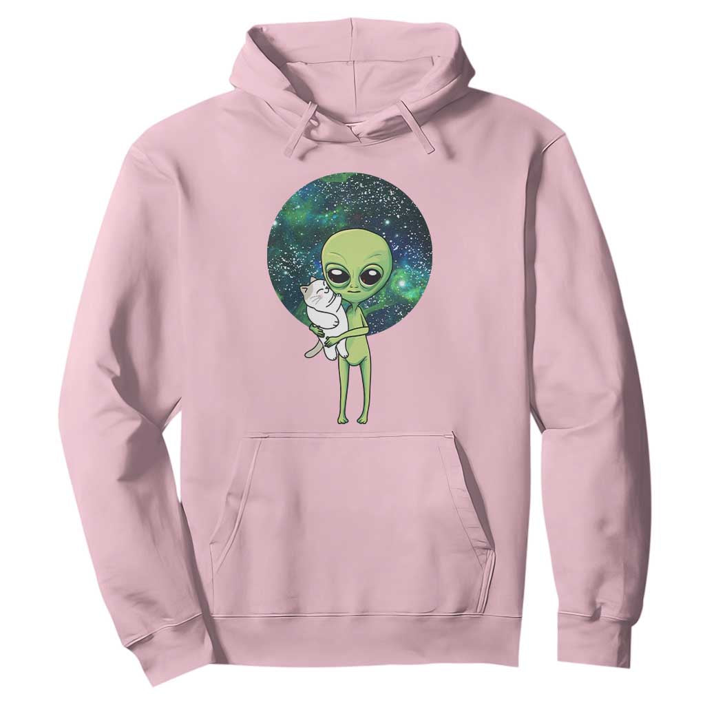 Cute Alien Hugs Cat Hoodie TS09 Light Pink Print Your Wear