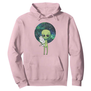 Cute Alien Hugs Cat Hoodie TS09 Light Pink Print Your Wear