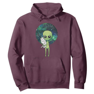 Cute Alien Hugs Cat Hoodie TS09 Maroon Print Your Wear