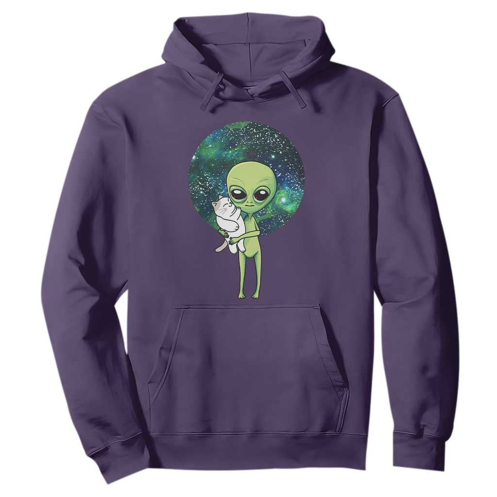 Cute Alien Hugs Cat Hoodie TS09 Purple Print Your Wear