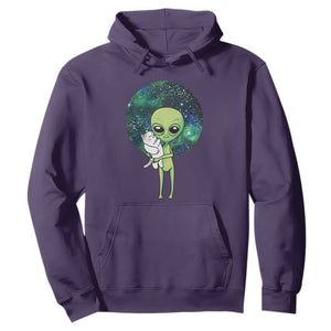 Cute Alien Hugs Cat Hoodie TS09 Purple Print Your Wear