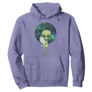 Cute Alien Hugs Cat Hoodie TS09 Violet Print Your Wear