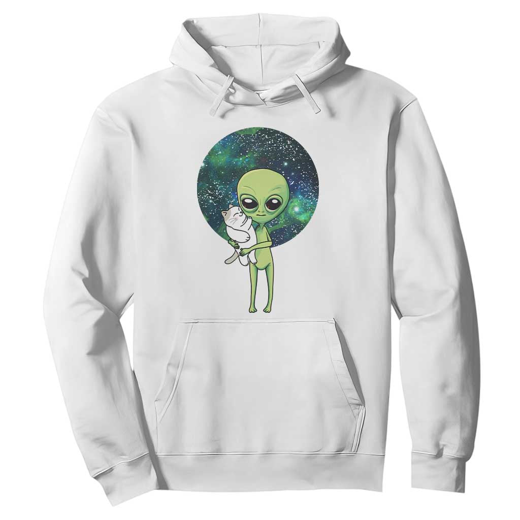 Cute Alien Hugs Cat Hoodie TS09 White Print Your Wear