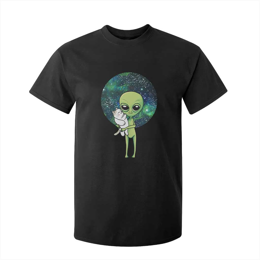 Cute Alien Hugs Cat T Shirt For Kid TS09 Black Print Your Wear