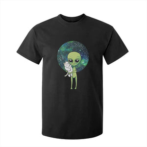 Cute Alien Hugs Cat T Shirt For Kid TS09 Black Print Your Wear