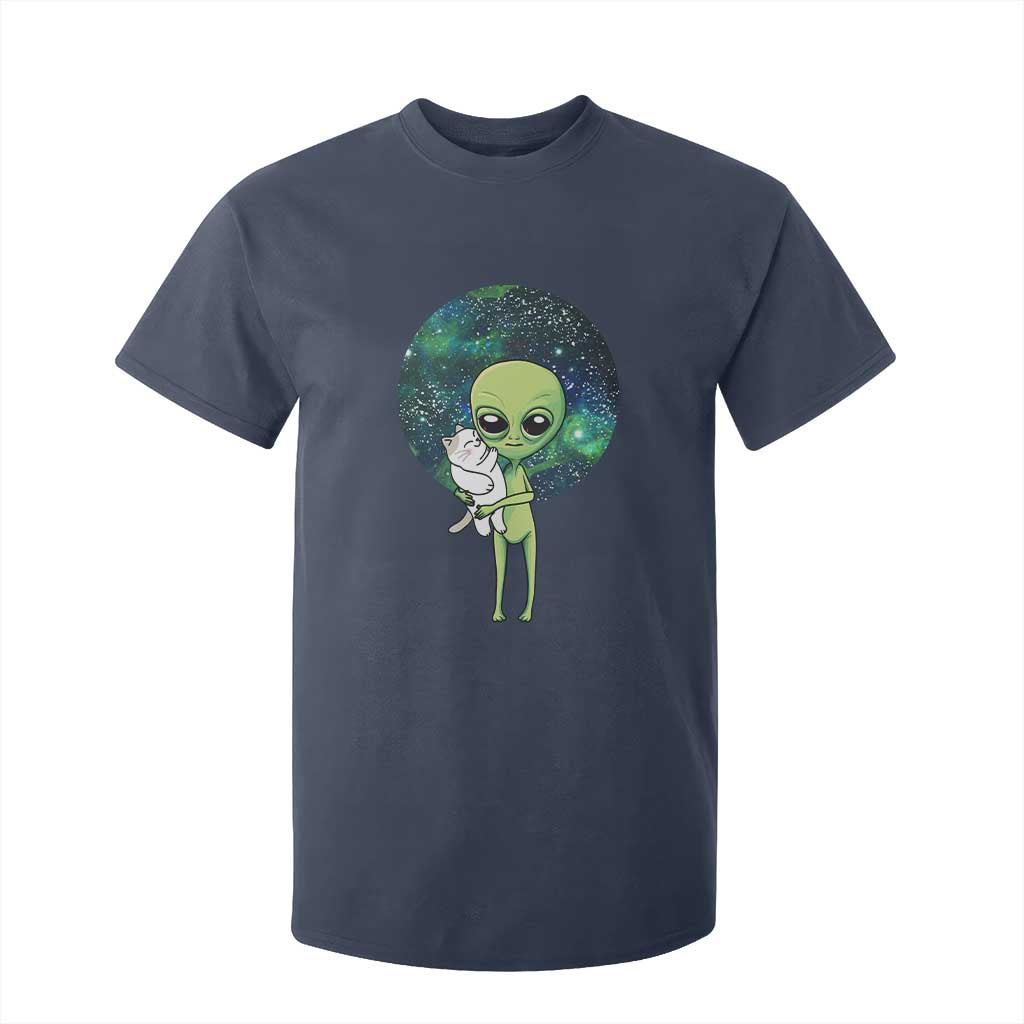 Cute Alien Hugs Cat T Shirt For Kid TS09 Navy Print Your Wear