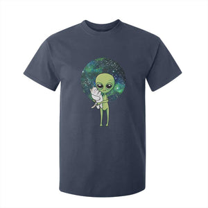 Cute Alien Hugs Cat T Shirt For Kid TS09 Navy Print Your Wear