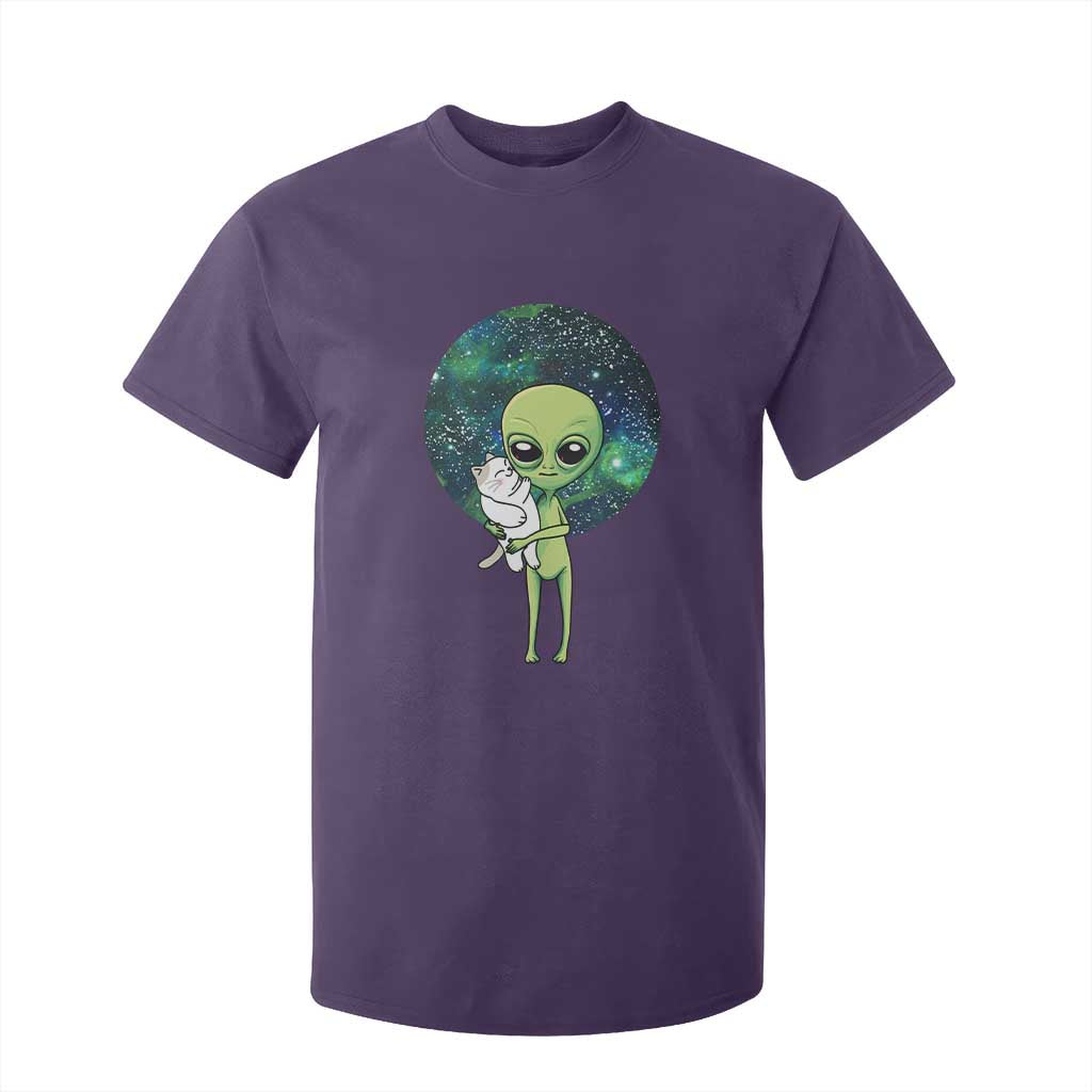 Cute Alien Hugs Cat T Shirt For Kid TS09 Purple Print Your Wear