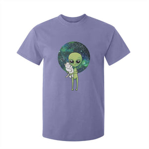 Cute Alien Hugs Cat T Shirt For Kid TS09 Violet Print Your Wear