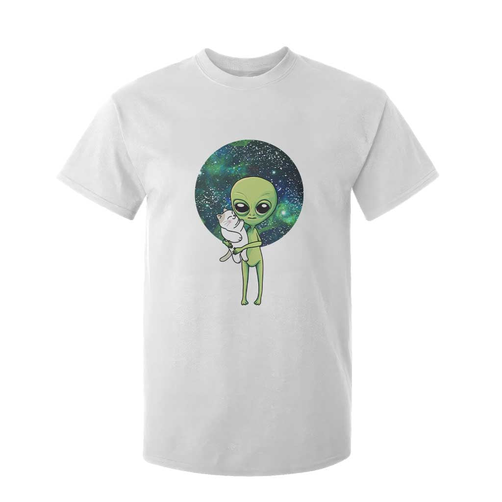 Cute Alien Hugs Cat T Shirt For Kid TS09 White Print Your Wear