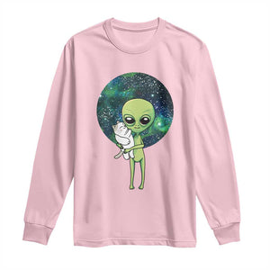 Cute Alien Hugs Cat Long Sleeve Shirt TS09 Light Pink Print Your Wear