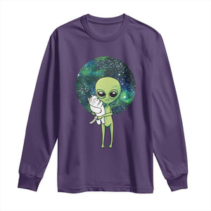 Cute Alien Hugs Cat Long Sleeve Shirt TS09 Purple Print Your Wear