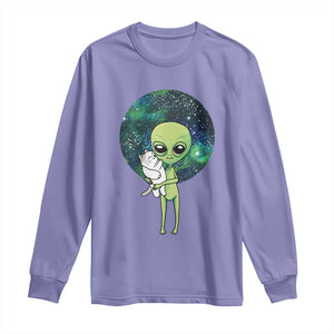 Cute Alien Hugs Cat Long Sleeve Shirt TS09 Violet Print Your Wear