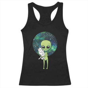 Cute Alien Hugs Cat Racerback Tank Top TS09 Black Print Your Wear