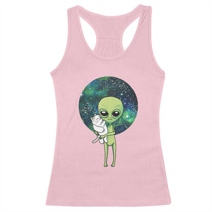 Cute Alien Hugs Cat Racerback Tank Top TS09 Light Pink Print Your Wear