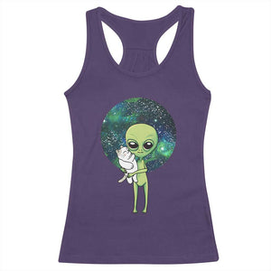 Cute Alien Hugs Cat Racerback Tank Top TS09 Purple Print Your Wear