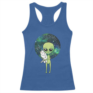 Cute Alien Hugs Cat Racerback Tank Top TS09 Royal Blue Print Your Wear