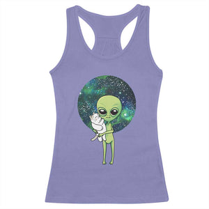 Cute Alien Hugs Cat Racerback Tank Top TS09 Violet Print Your Wear