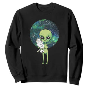 Cute Alien Hugs Cat Sweatshirt TS09 Black Print Your Wear