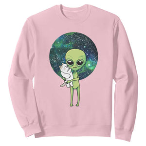 Cute Alien Hugs Cat Sweatshirt TS09 Light Pink Print Your Wear