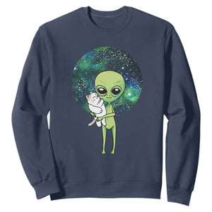 Cute Alien Hugs Cat Sweatshirt TS09 Navy Print Your Wear