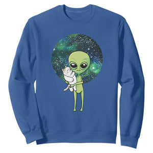 Cute Alien Hugs Cat Sweatshirt TS09 Royal Blue Print Your Wear