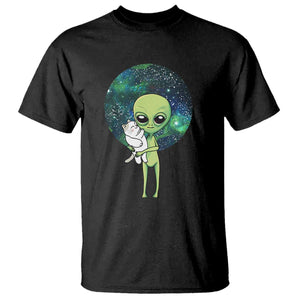 Cute Alien Hugs Cat T Shirt TS09 Black Print Your Wear