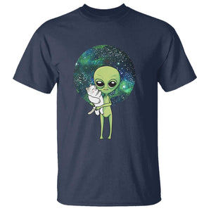 Cute Alien Hugs Cat T Shirt TS09 Navy Print Your Wear