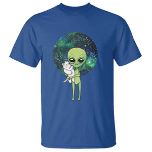 Cute Alien Hugs Cat T Shirt TS09 Royal Blue Print Your Wear