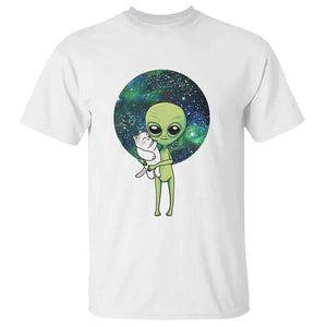 Cute Alien Hugs Cat T Shirt TS09 White Print Your Wear
