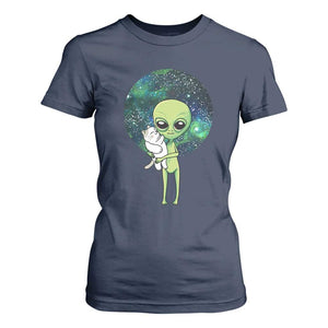 Cute Alien Hugs Cat T Shirt For Women TS09 Navy Print Your Wear
