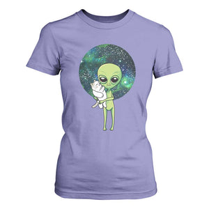 Cute Alien Hugs Cat T Shirt For Women TS09 Violet Print Your Wear