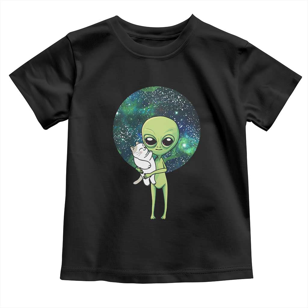 Cute Alien Hugs Cat Toddler T Shirt TS09 Black Print Your Wear