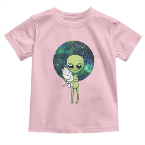 Cute Alien Hugs Cat Toddler T Shirt TS09 Light Pink Print Your Wear