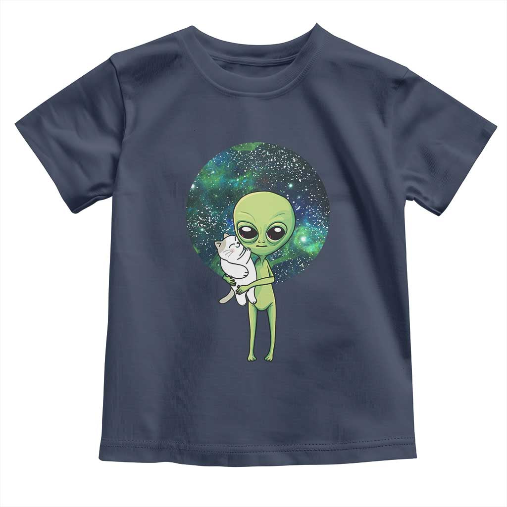 Cute Alien Hugs Cat Toddler T Shirt TS09 Navy Print Your Wear
