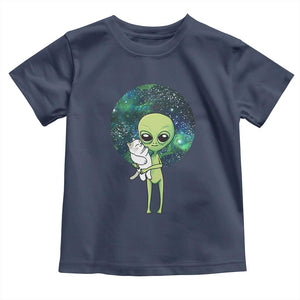 Cute Alien Hugs Cat Toddler T Shirt TS09 Navy Print Your Wear