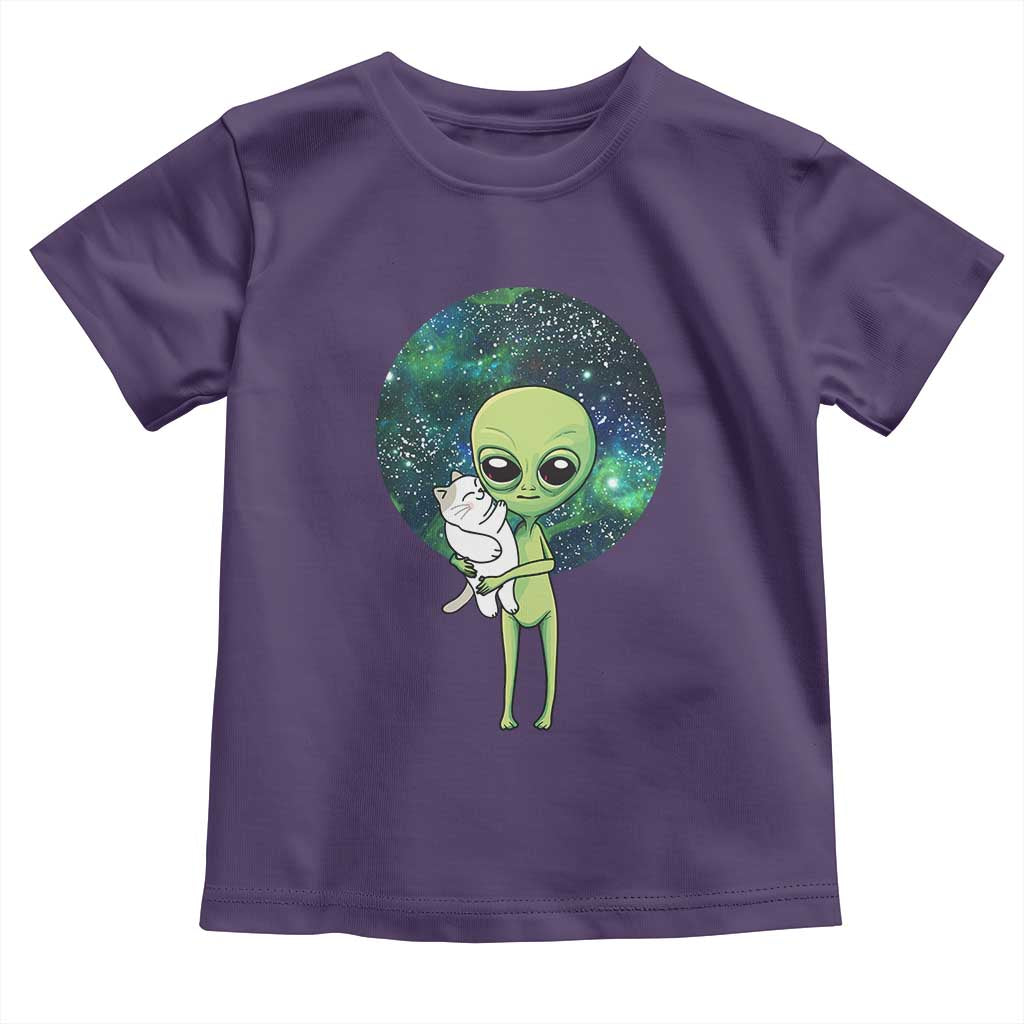 Cute Alien Hugs Cat Toddler T Shirt TS09 Purple Print Your Wear