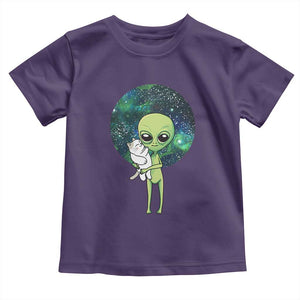 Cute Alien Hugs Cat Toddler T Shirt TS09 Purple Print Your Wear